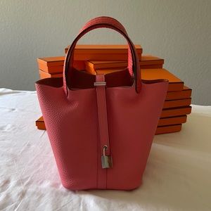 Hermes Picotin 18 Touch Rose Azalee PHW